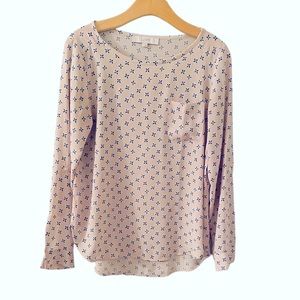 LOFT Roll-Tab Sleeve Pink Blouse